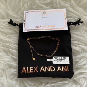 Alex And Ani Gemstone Pull Chain Adjustable Tigers Eye Small Gold Chain Bracelet